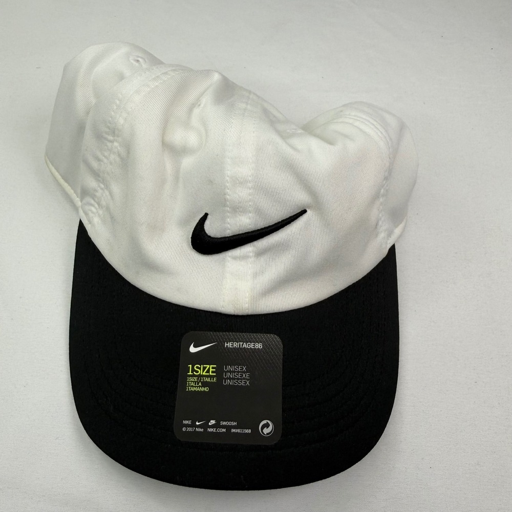 Nike Heritage86 Dri-FIT Hat White Black Embroidered Swoosh Adjustable Cap Unisex